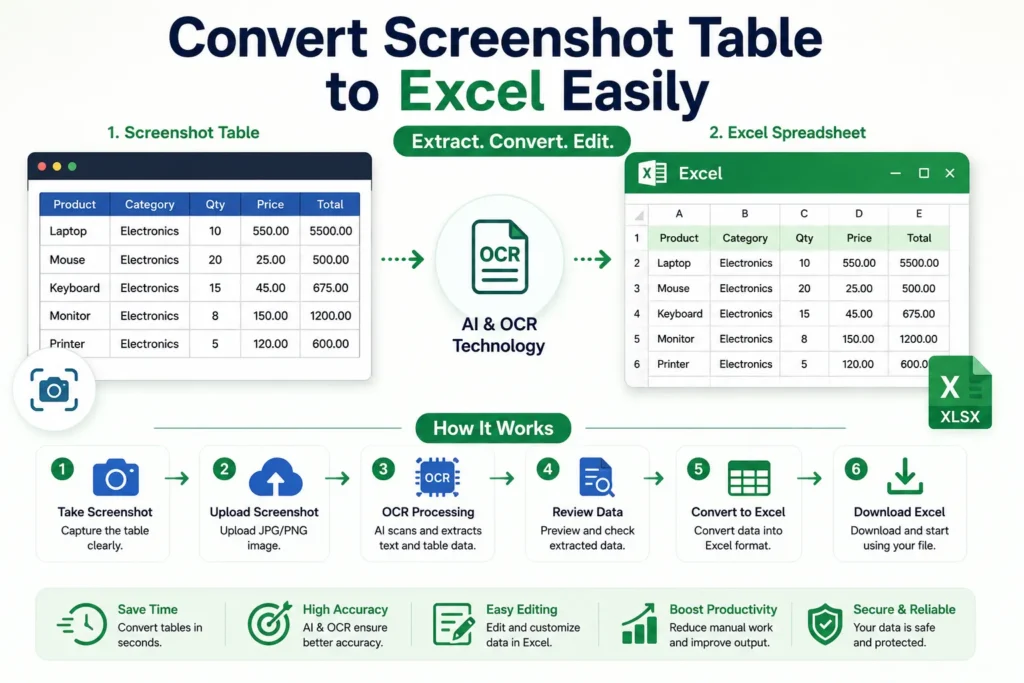 Convert Screenshot Table to Excel Easily