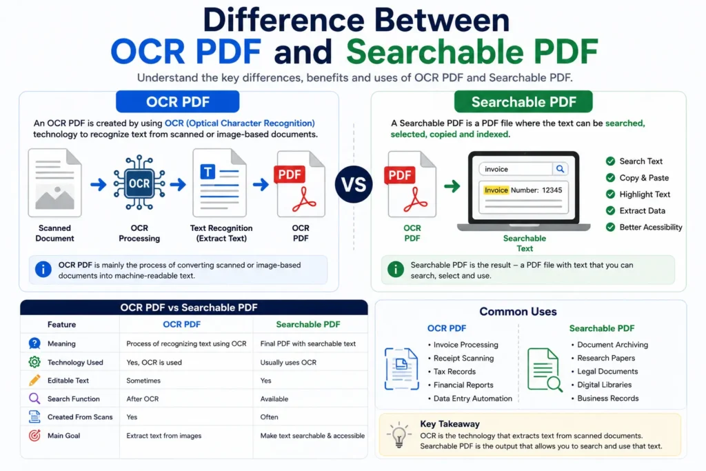 Difference Between OCR PDF and Searchable PDF